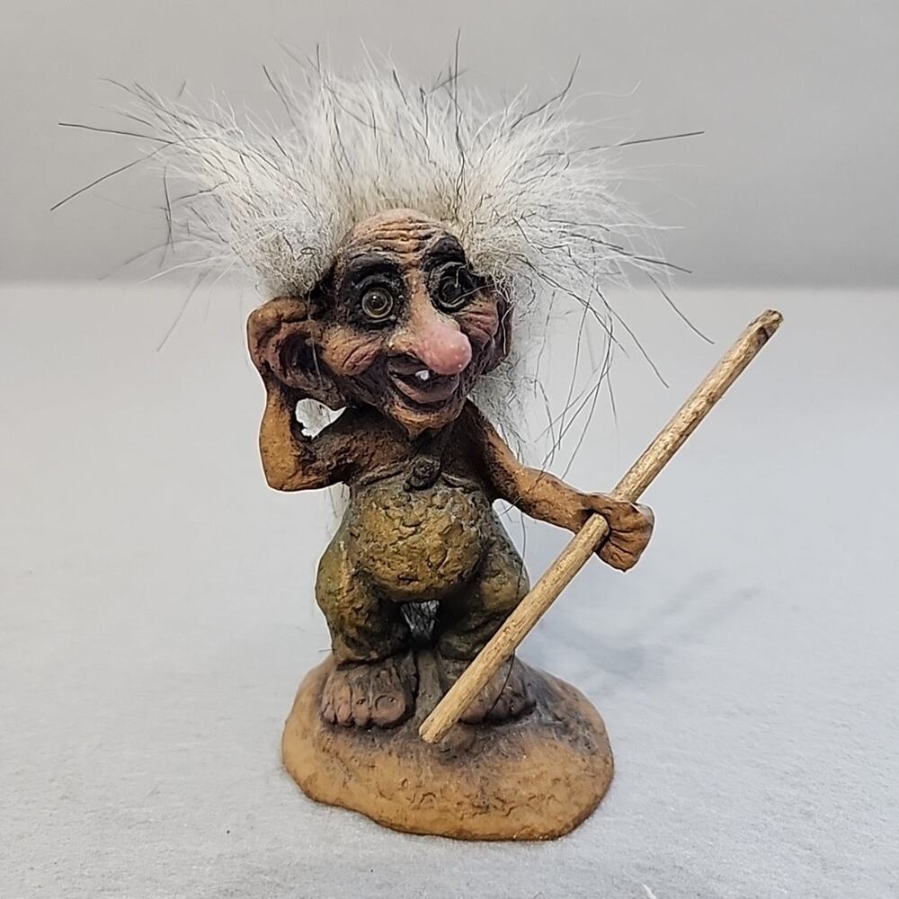 Vintage NyForm Troll Handmade in Norway Original Tag 4 inch Doll Figurine Small